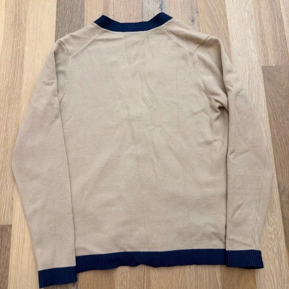 Ann Taylor Women’s Tan and Blue Cardigan Size Medium in Excellent Condition - Picture 2 of 6